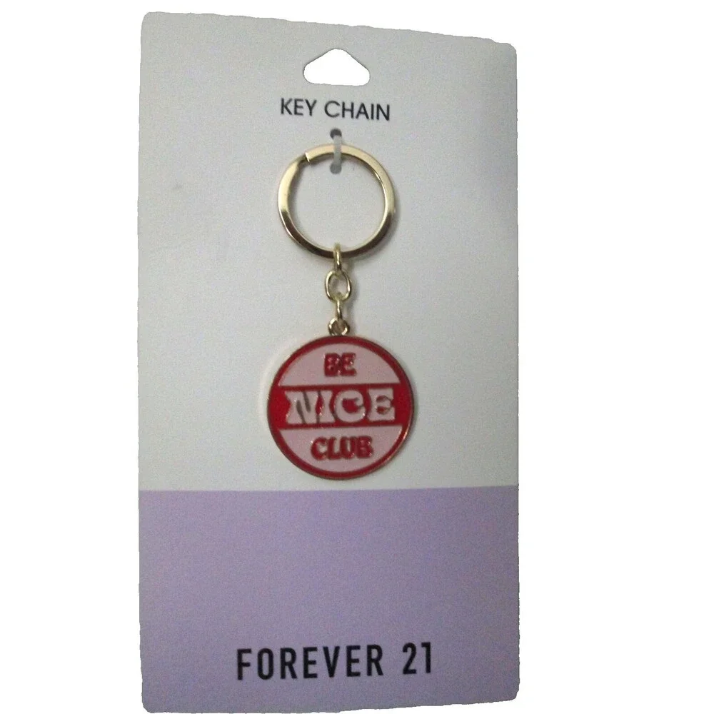 FOREVER 21 BE NICE CLUB ENAMEL KEYCHAIN RED/PINK
